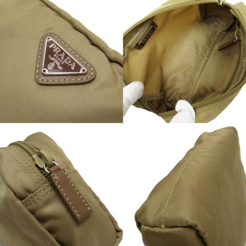 Prada Pouch Multi Triangle Logo Makeup Leather Purpose Brown